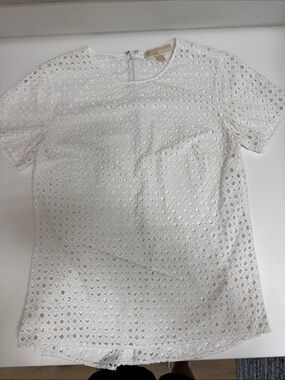 MICHAEL Michael Kors White Eyelet Short Sleeve Blouse